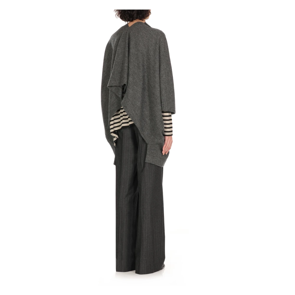 Junya Watanabe Grijze Wollen Cape met V-hals Gray Dames