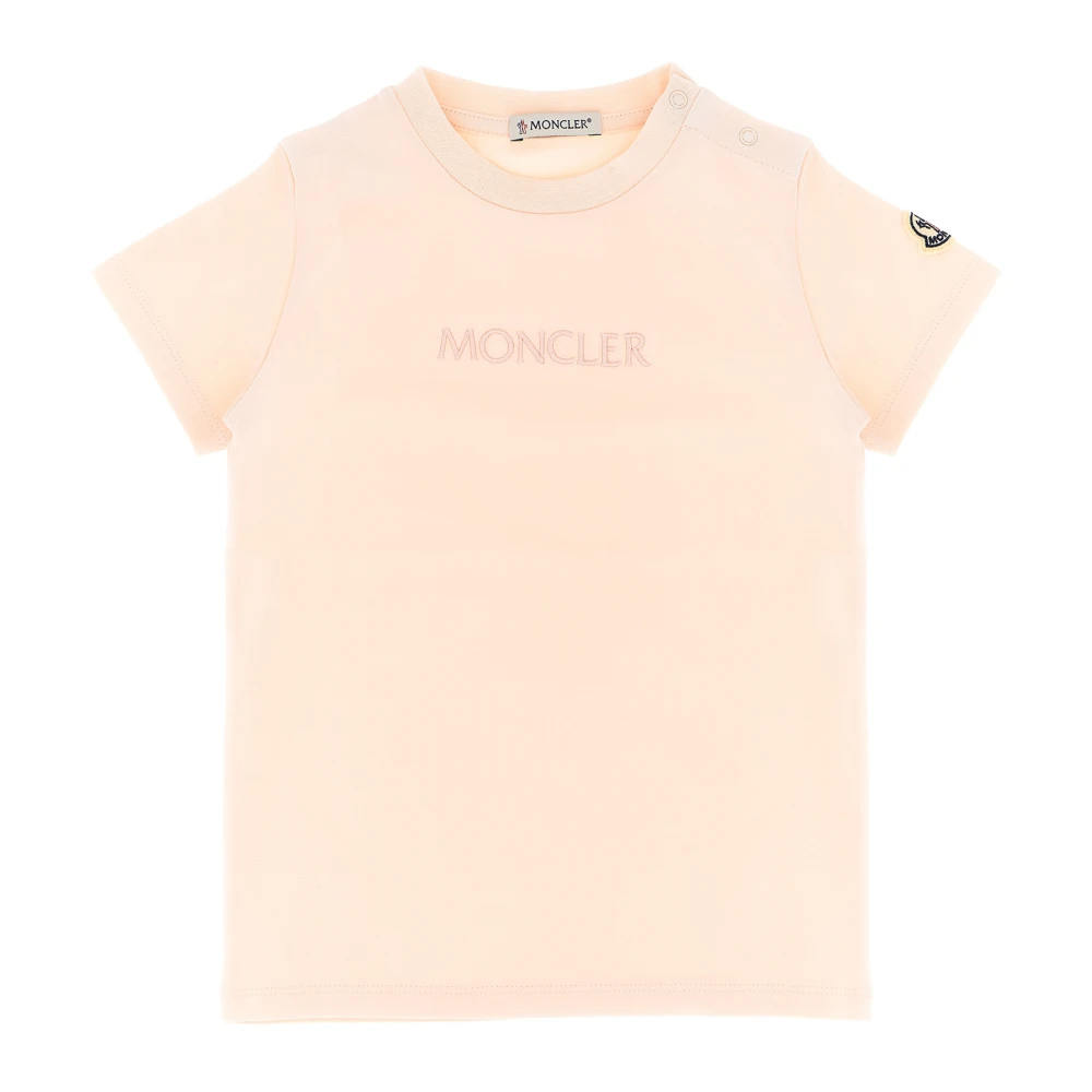 Moncler Unisex Kids Pink Logo Embroidered Cotton Jersey T-Shirt - 18 M - Kids