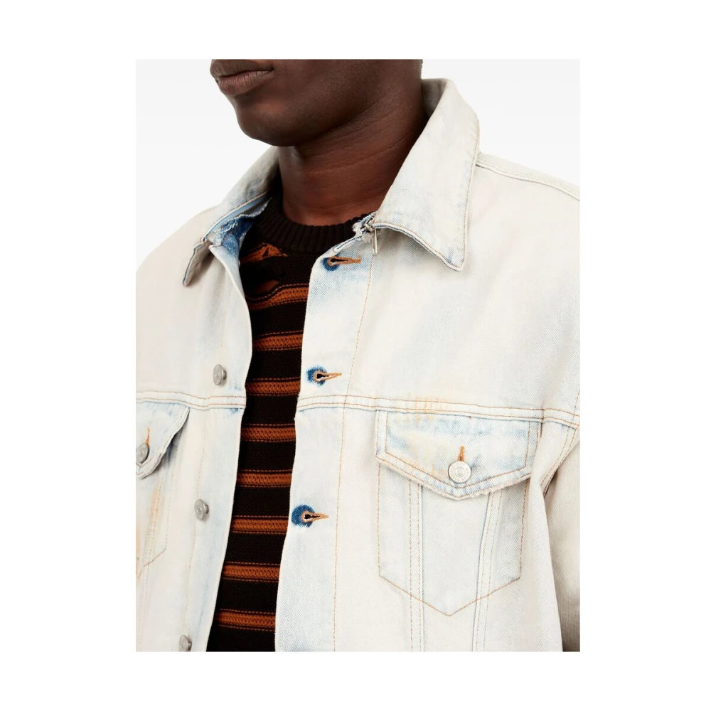 MM6 Maison Margiela Witte katoenen spijkerjas met distressed finish White Heren
