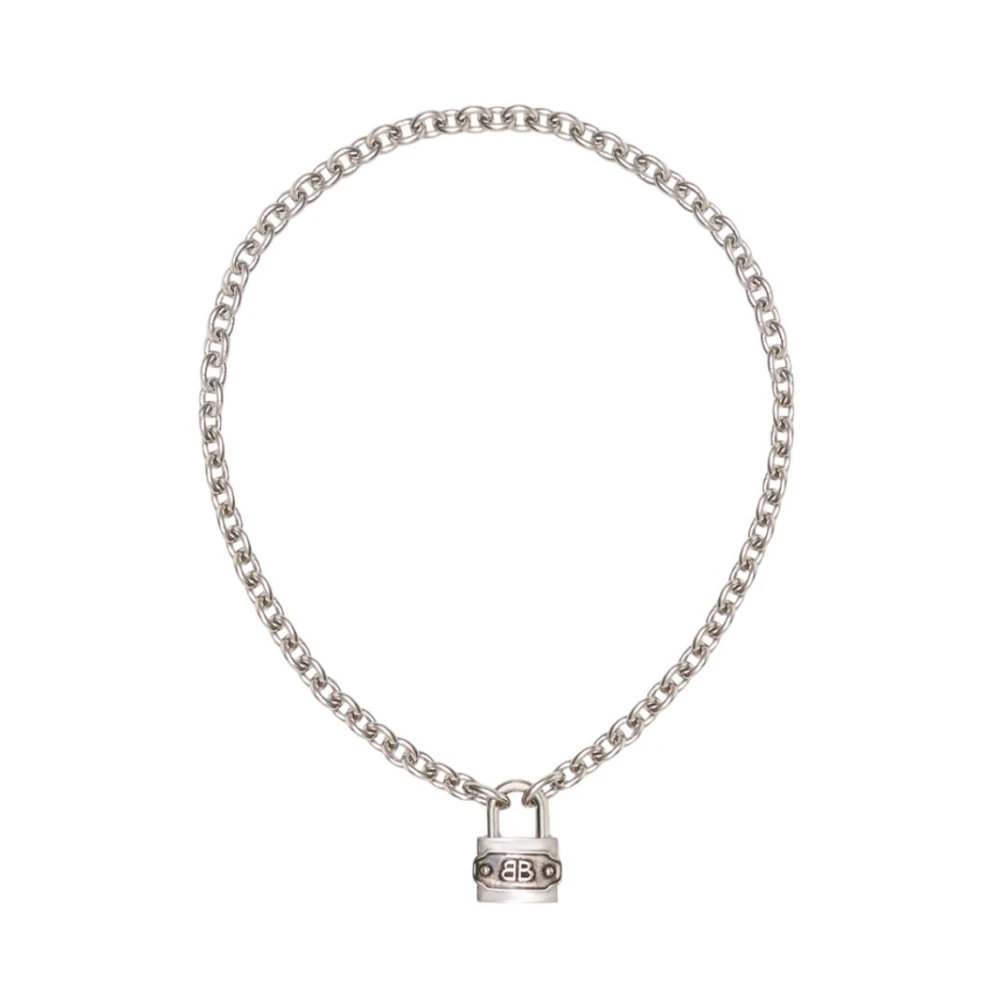 Balenciaga Women's Gray Bb Padlock Necklace - Necklaces - S - Accessories