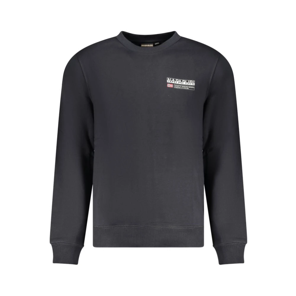Napapijri Black Sweatshirts, Male, 2XL, Cotton Crew Sweatshirt