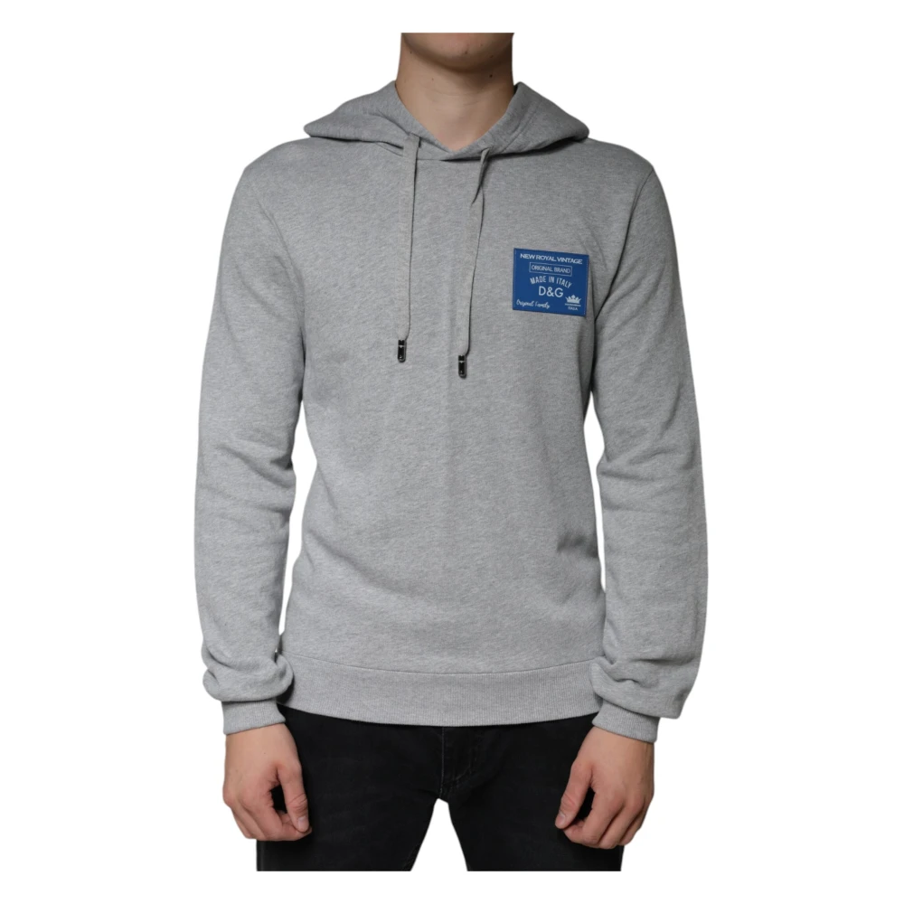 Dolce & Gabbana Men's Gray Pullover Hooded Sweatshirt - Hoodies - Xs - Sweatshirts & Hoodies