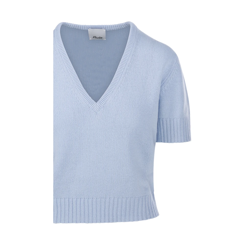 allude Lichtblauwe V-hals trui Blue Dames