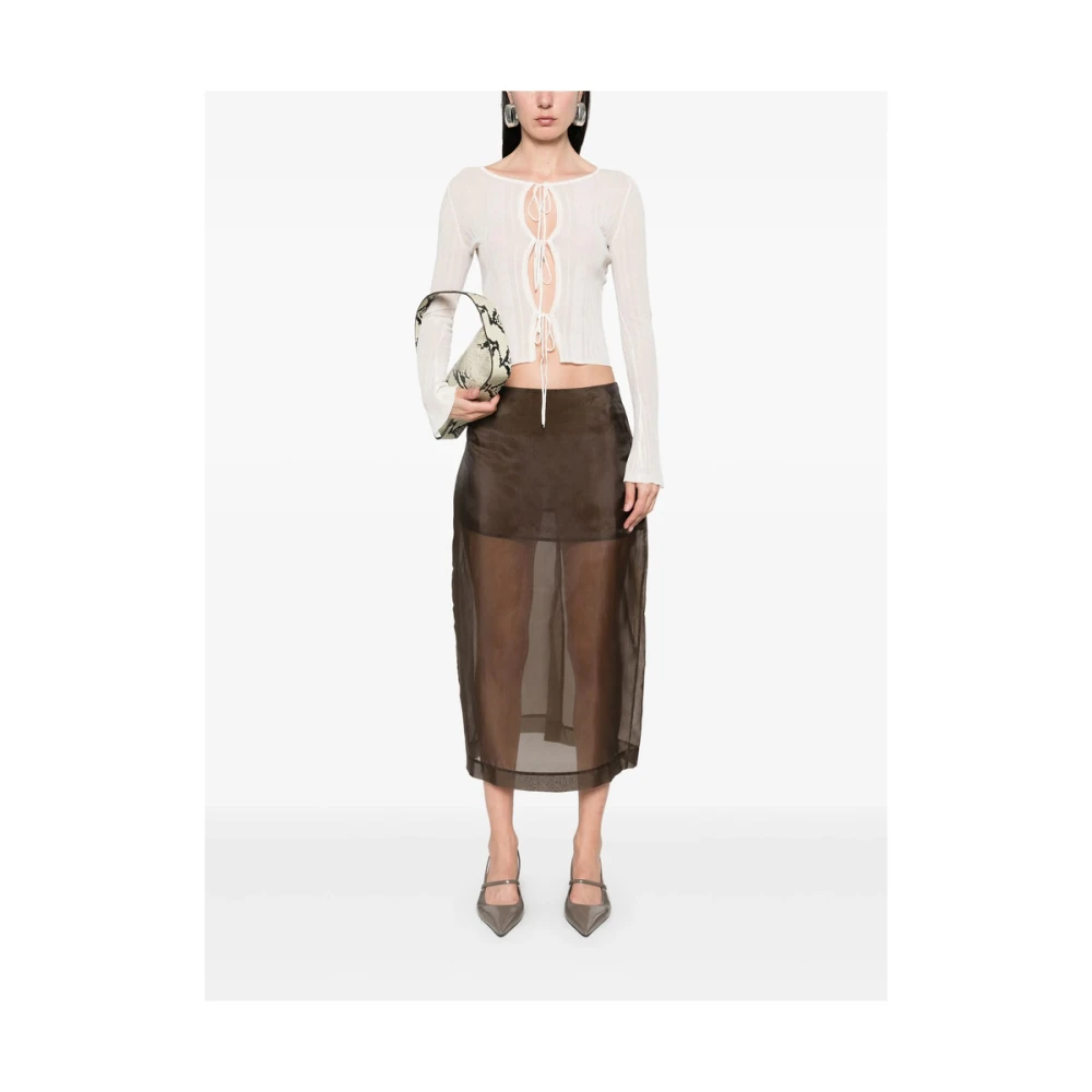 pinko Witte Crew Neck Sweater Lange Mouwen White Dames