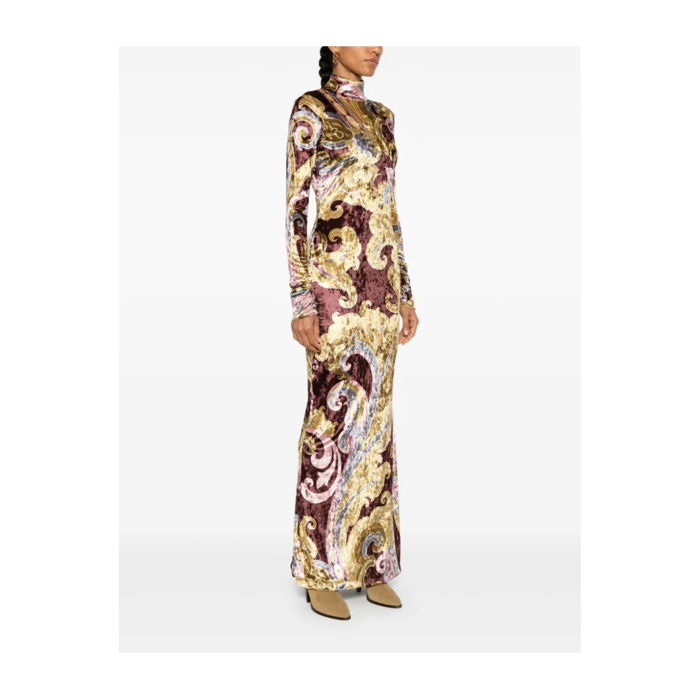 ETRO Chenille Paisley Print High Neck Jurk Multicolor Dames