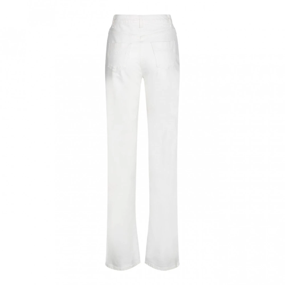 Elisabetta Franchi Wijde witte katoenen jeans White Dames