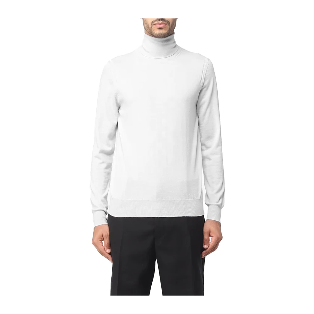 Paolo Pecora Witte Merinowol Coltrui Sweater White Heren