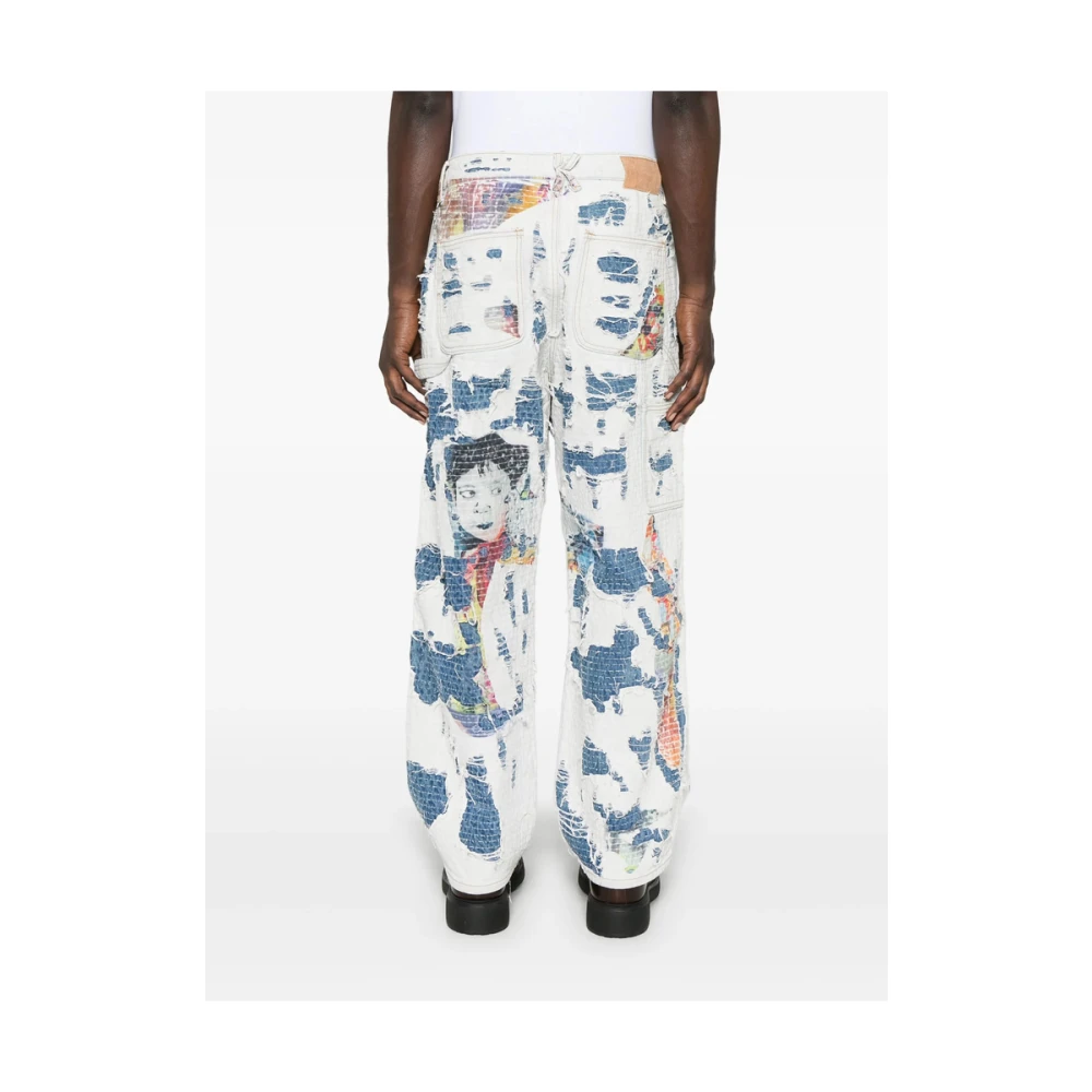 KidSuper Studios Lichtblauwe kinderbroek met gezichtsprint Multicolor Heren