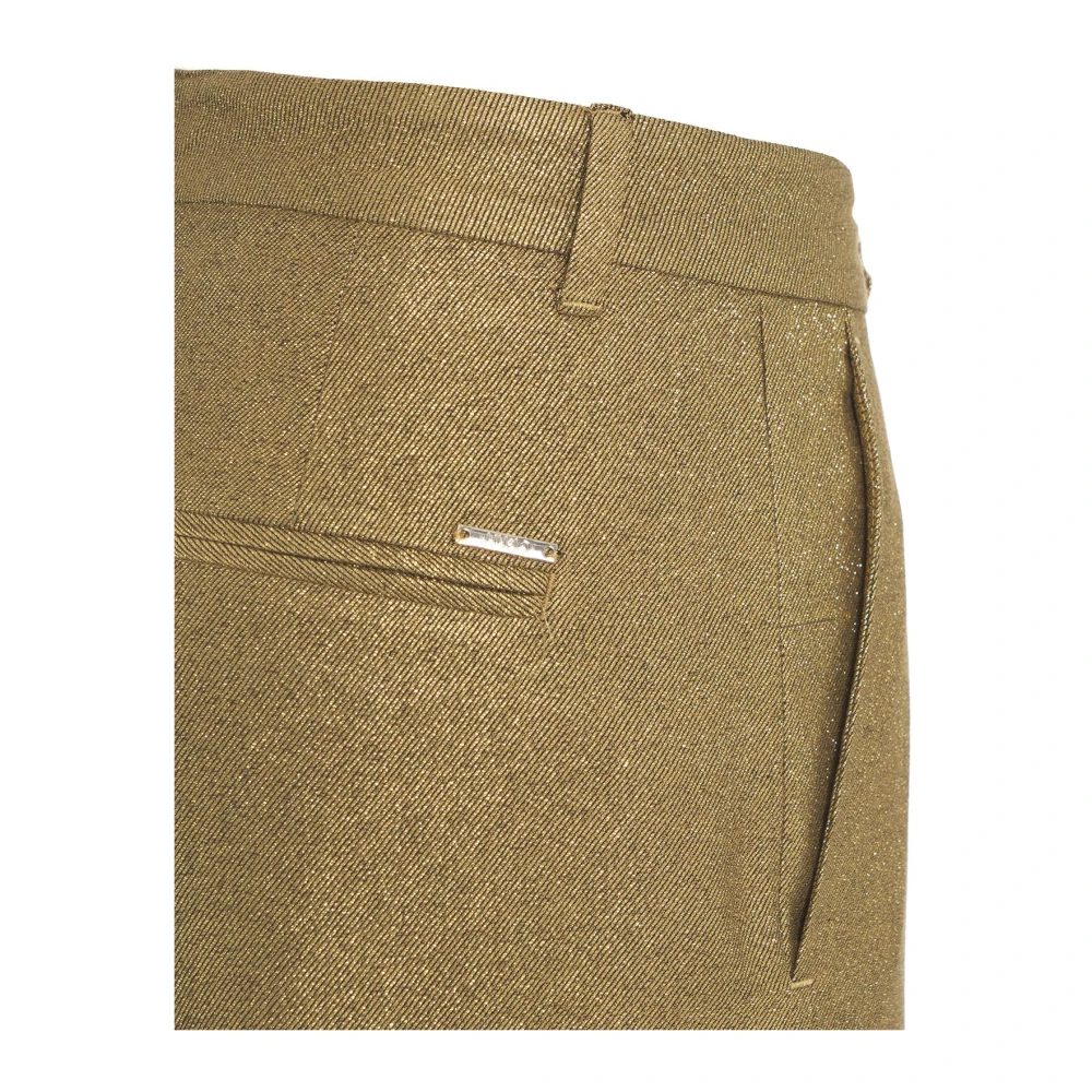 Liu Jo Lurex Bermuda Shorts met riemlussen Yellow Dames