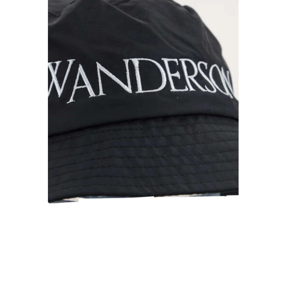 JW Anderson Zwarte Sjaal met Geborduurd Logo Black Heren