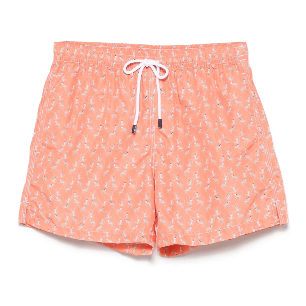 Fedeli Polyester Zwemshorts met Elastische Riem Orange Heren