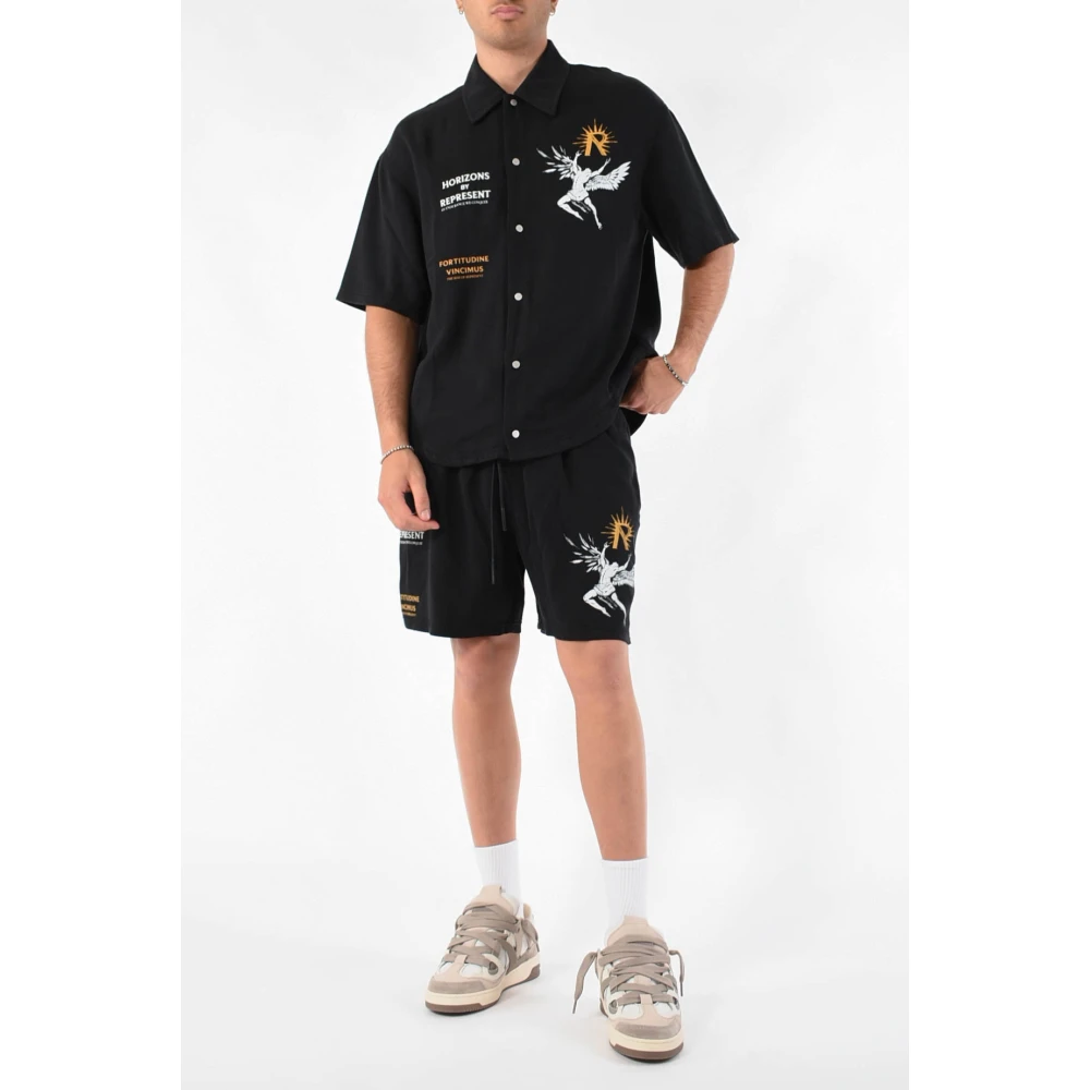 Represent Lyocell Bermuda Shorts met elastische taille Black Heren