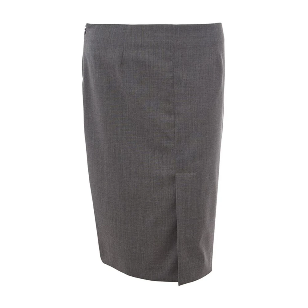 Lardini Women's Gray Classic Wool Skirt
