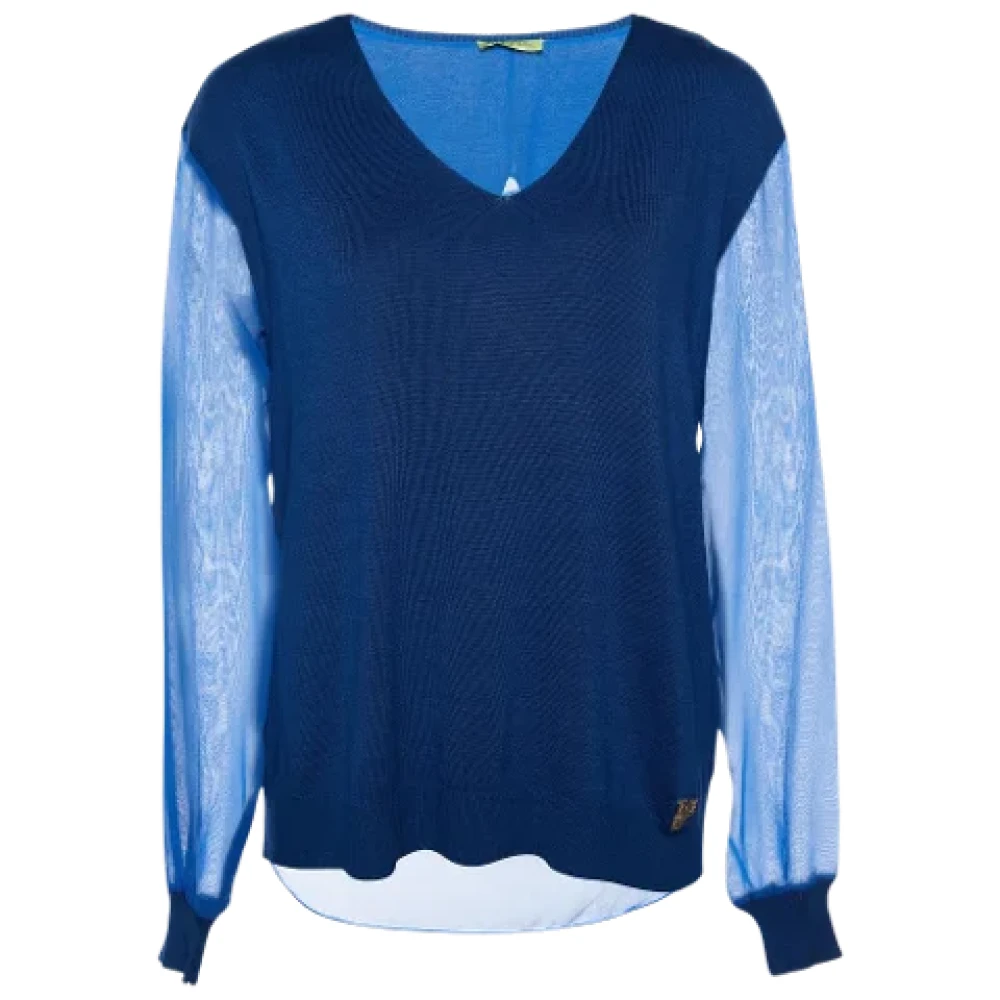 Versace Pre-owned Knit tops Blue Dames