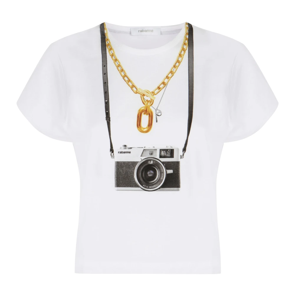 Paco Rabanne Katoenen T-shirt met Frontprint White Dames
