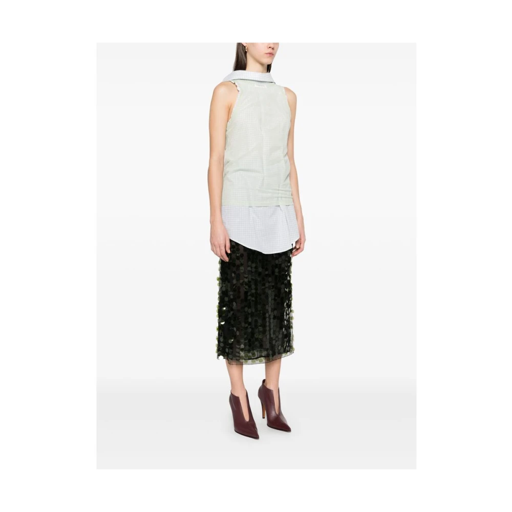 Maison Margiela Groene Signature Gelaagde Knoopshirt Green Dames