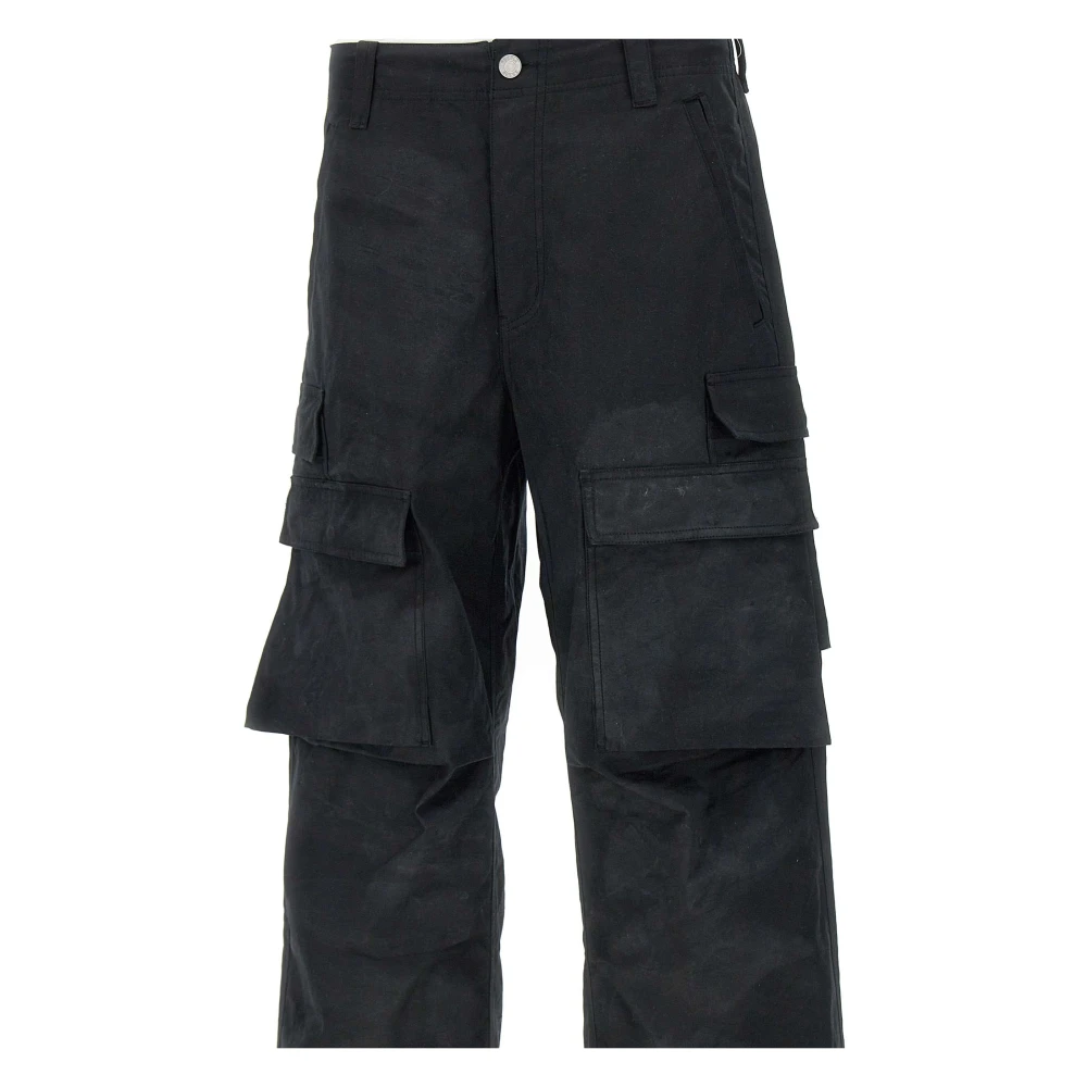 Purple Brand Cargo Broek Zwart Katoen Leer Black Heren