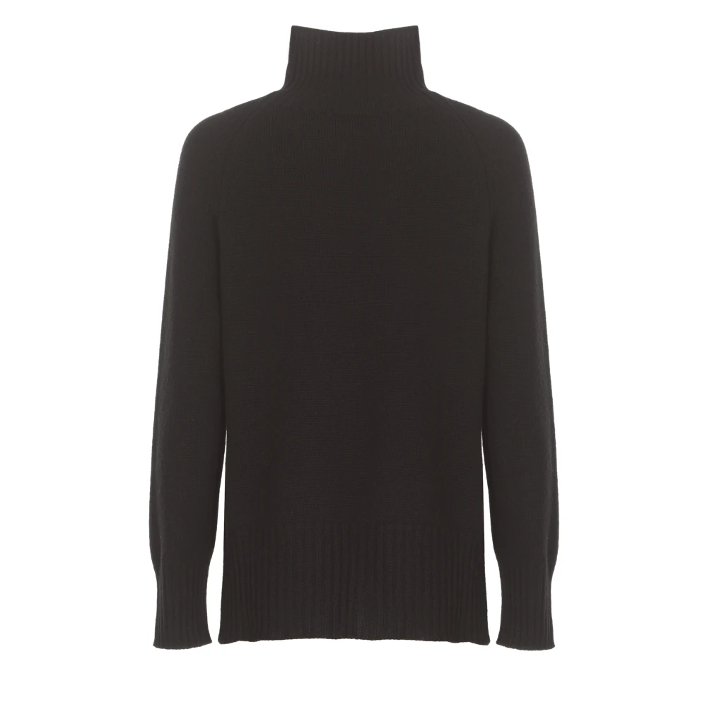 Kangra Zwarte Kasjmier Wol Hoge Hals Trui Black Dames
