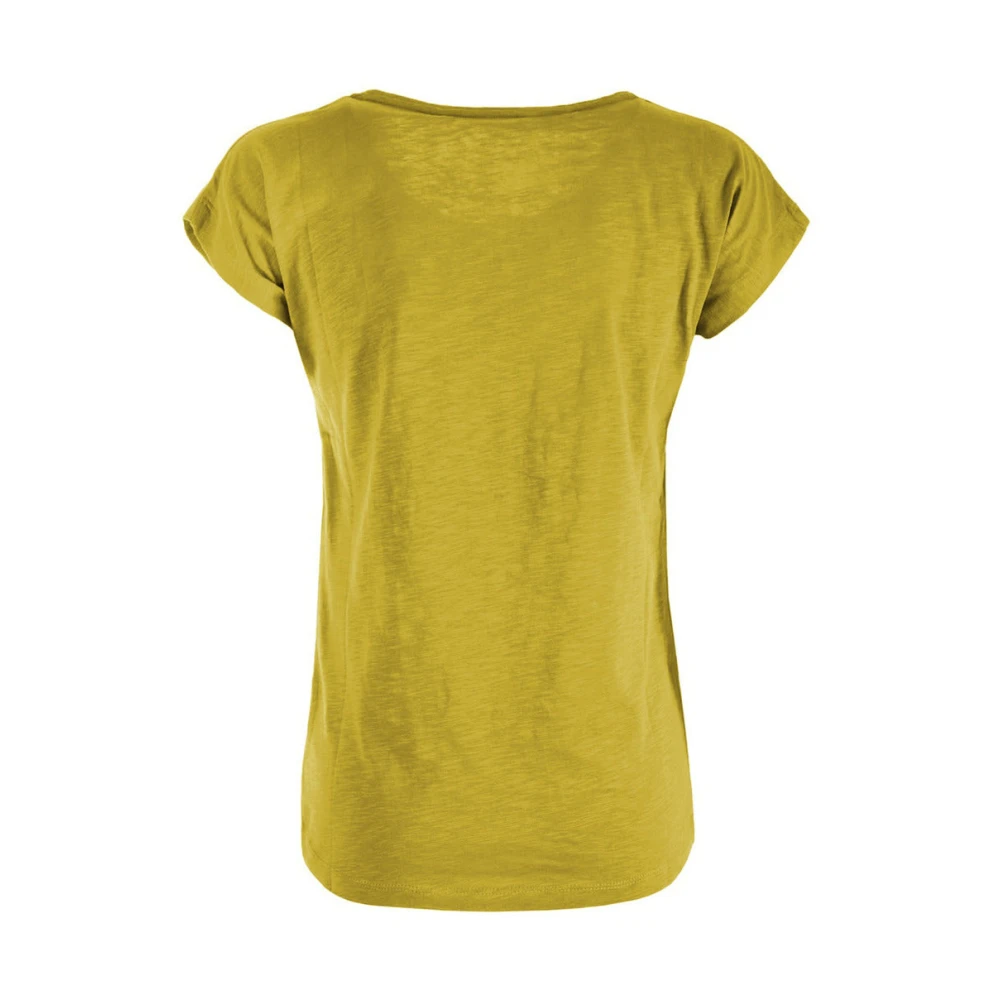 YES ZEE Katoen Logo Print Ronde Hals T-shirt Yellow Dames