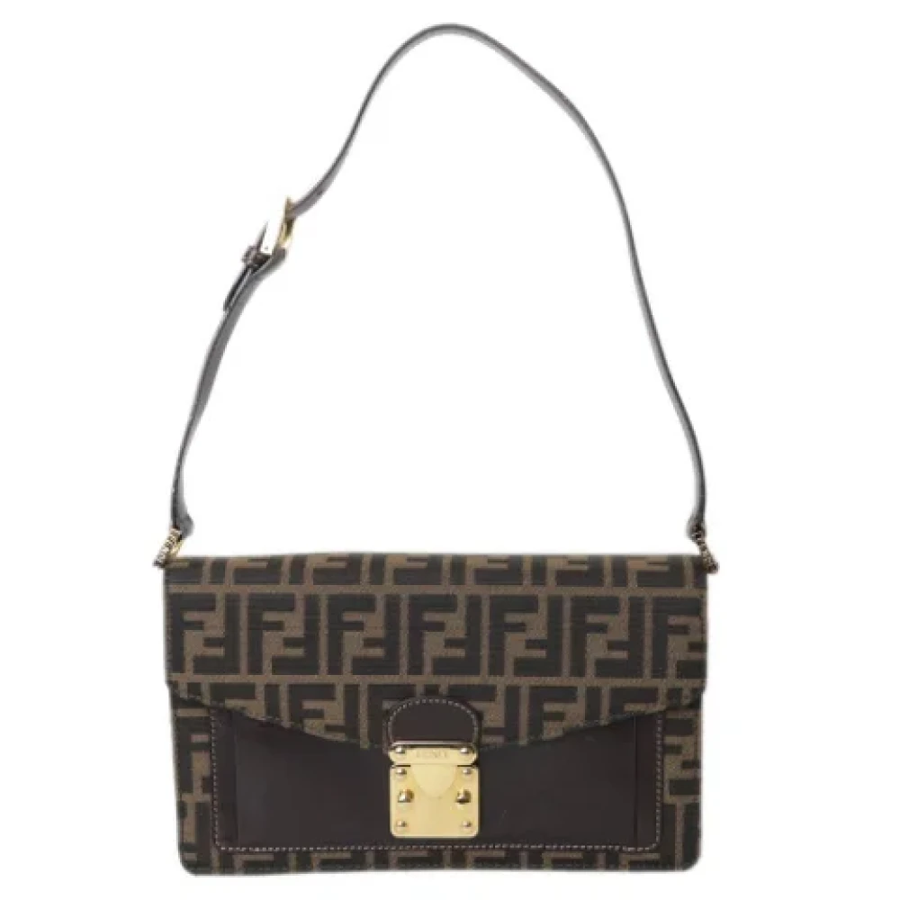 Fendi Vintage Pre-owned Canvas shoulder-bags Brown Dames