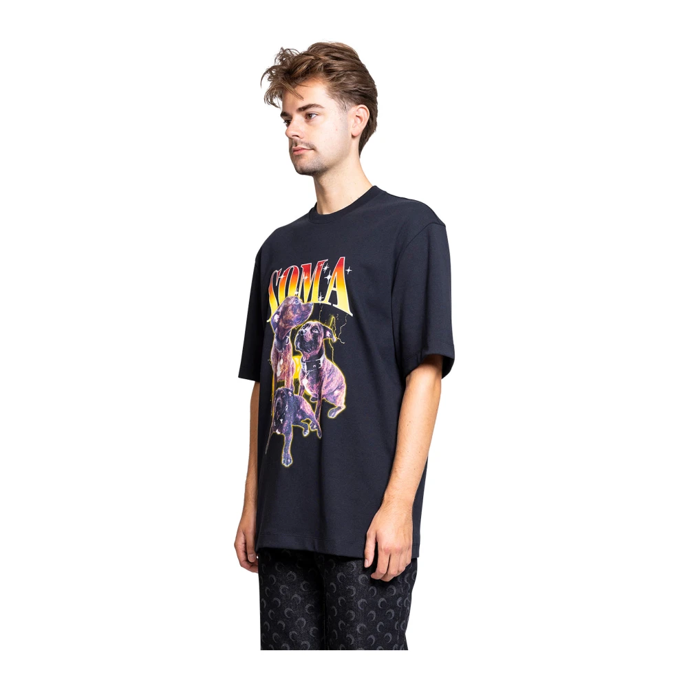Marine Serre Zwart Loose Fit T-Shirt Black Heren