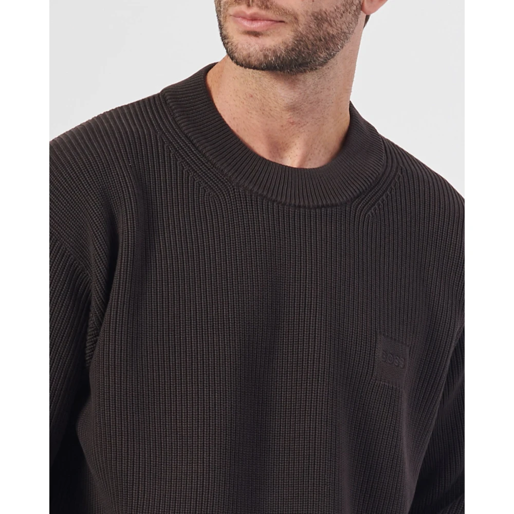 Hugo Boss Bruine Sweater Regular Fit Zachte Garens Brown Heren