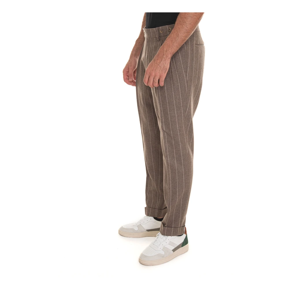 Berwich Gestreepte Chino met Tailoring Vent Beige Heren