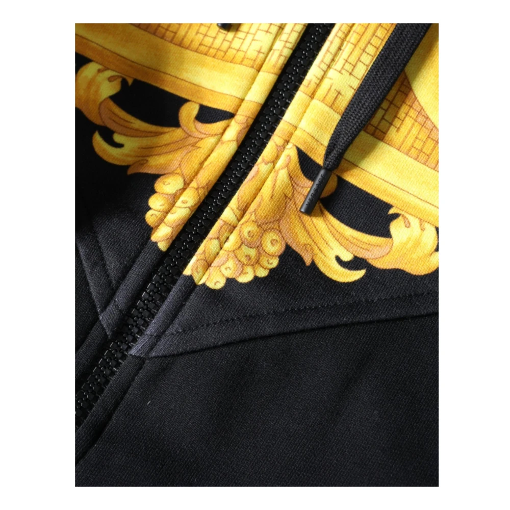 Versace Zwarte Katoenen Full Zip Hoodie Sweatshirt Black Heren