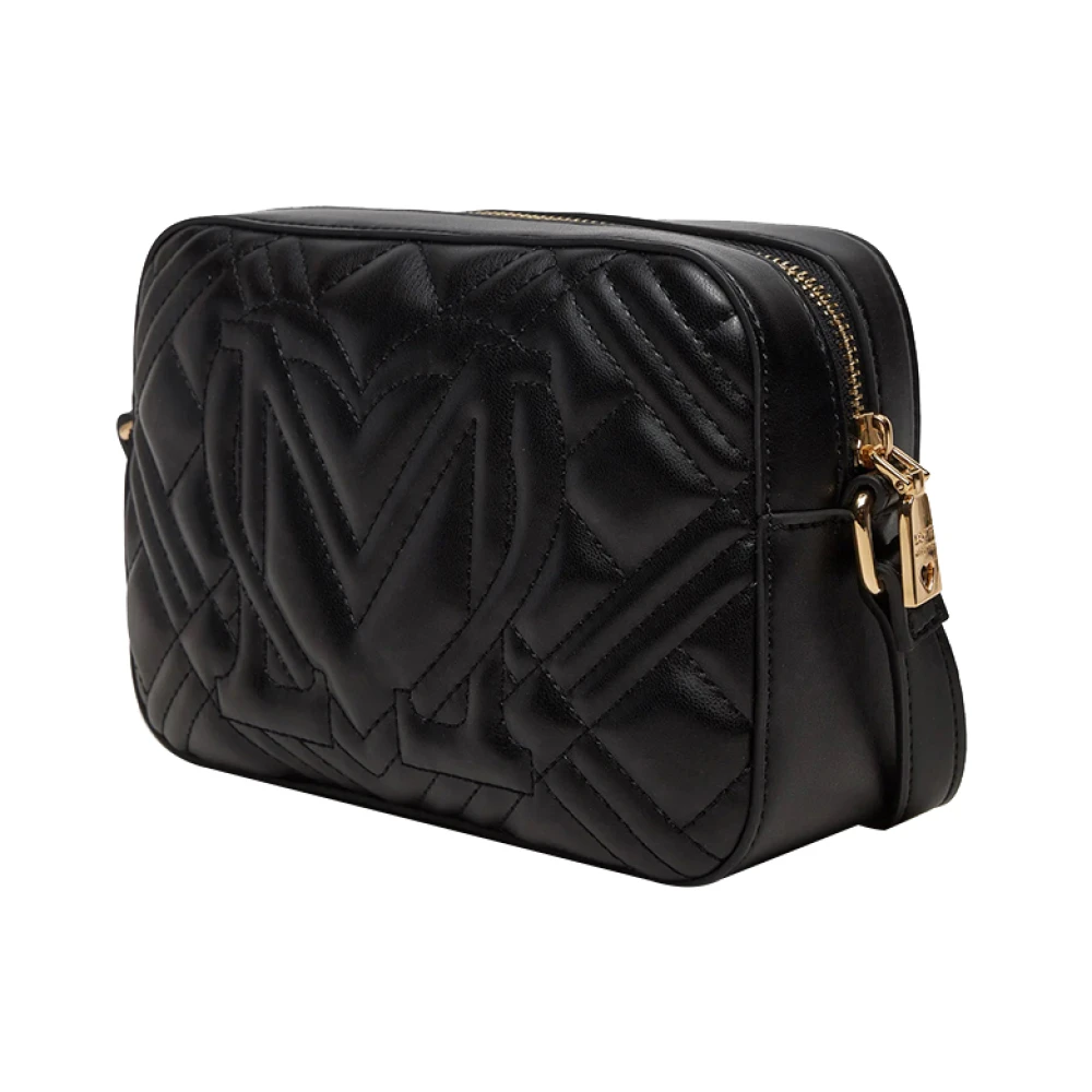 Moschino Zwarte Schoudertas met Gouden Details Black Dames