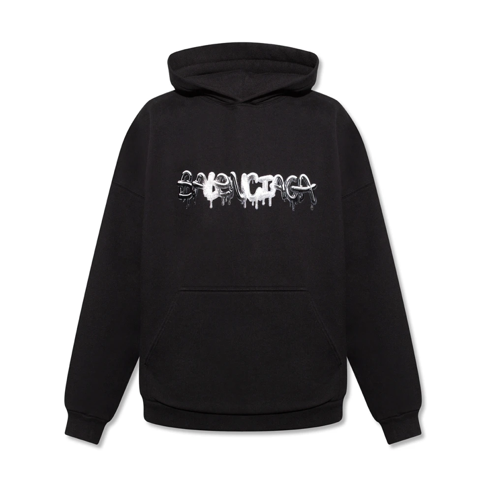 Balenciaga Hoodie med logotyp Black, Herr