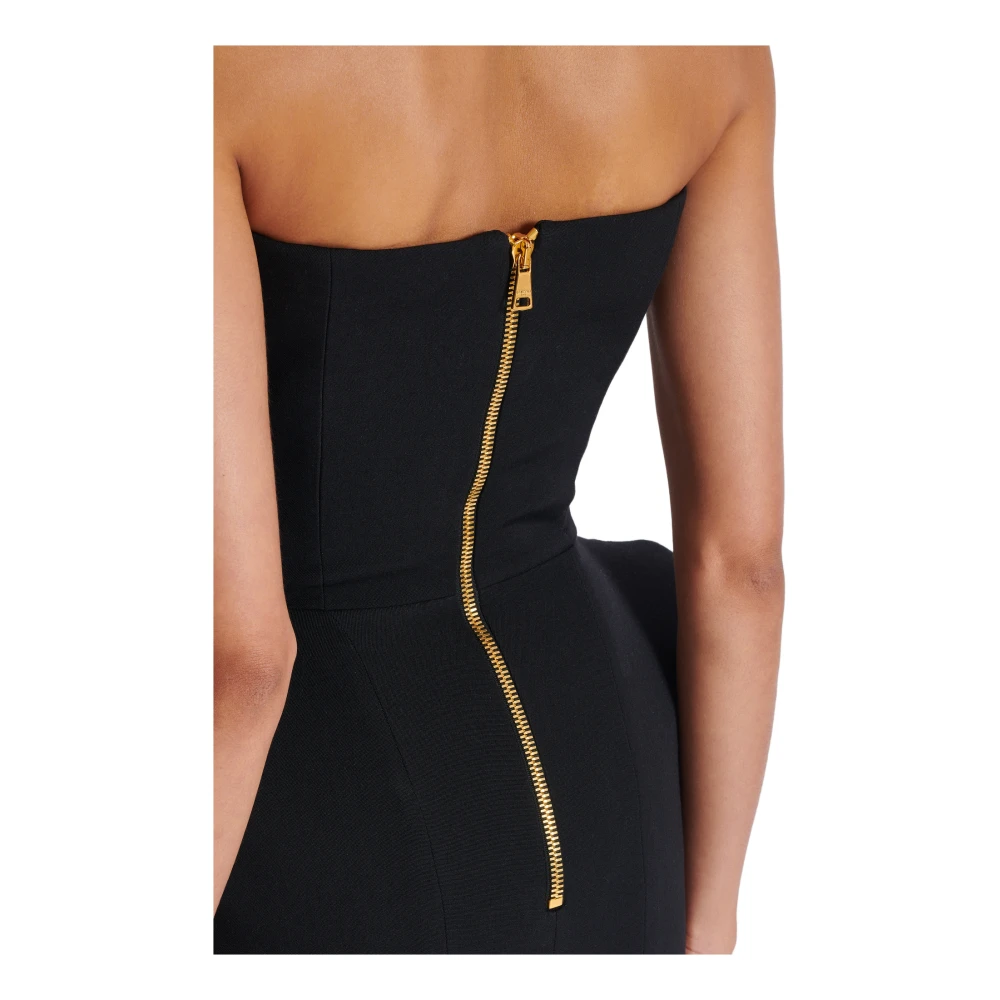 Balmain Grain de poudre Baskische bustierjurk Black Dames