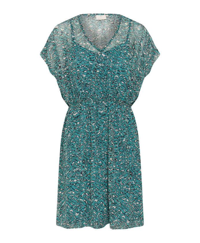 robe-graphique-teal-noir-blanc