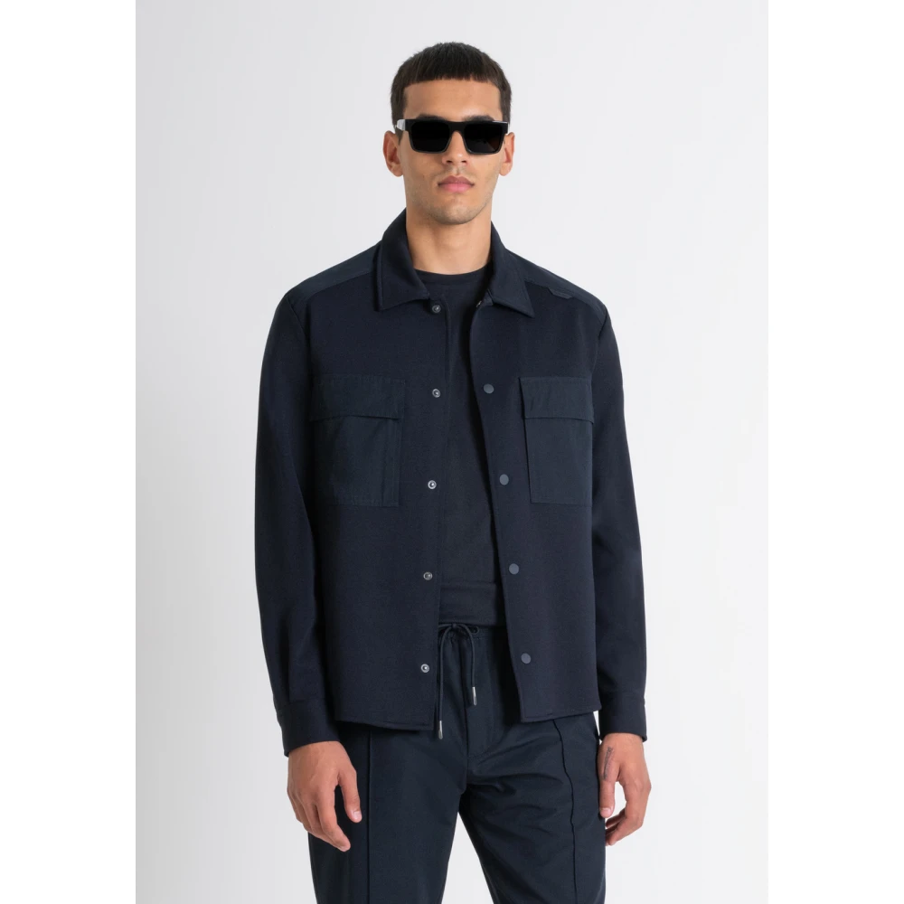 Antony Morato Casual Katoenen Overshirt met Zakken Blue Heren