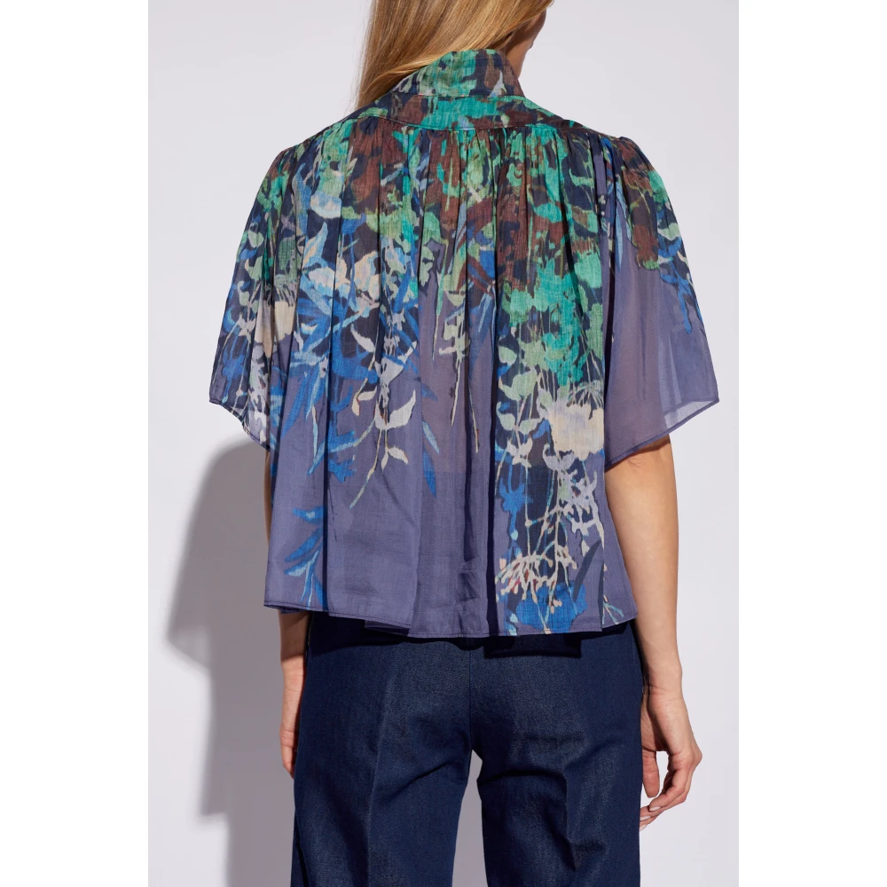Forte Shirt met bloemenmotief Blue Dames