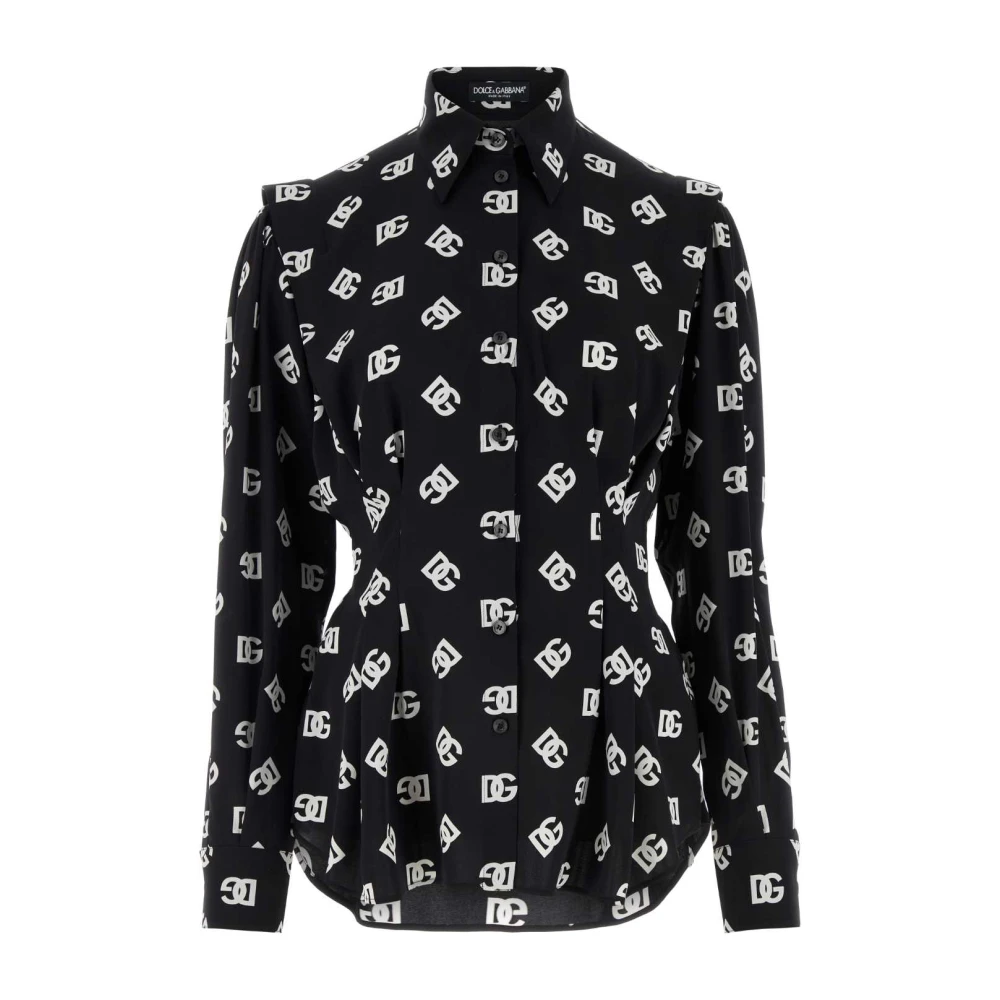 Dolce & Gabbana Zwarte stretch zijden shirt Black Dames