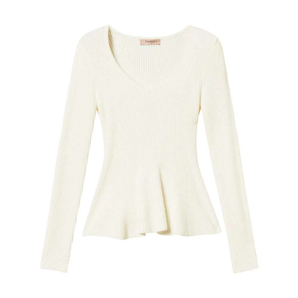 Twinset Women's White Twin-Set Jumpers - Round-Neck Knitwear - Xs - Knitwear