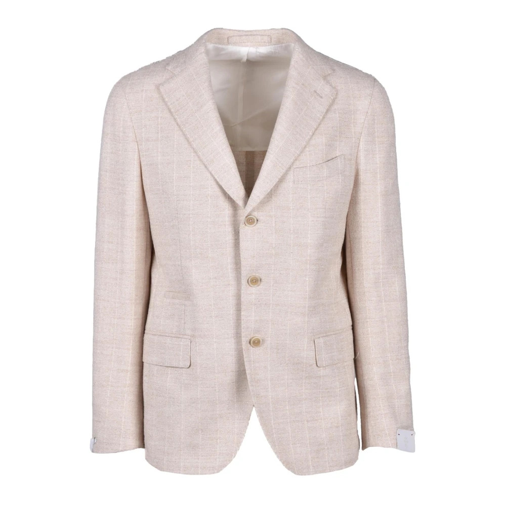 Eleventy Alpaca Blend Linnen Jas Beige Heren