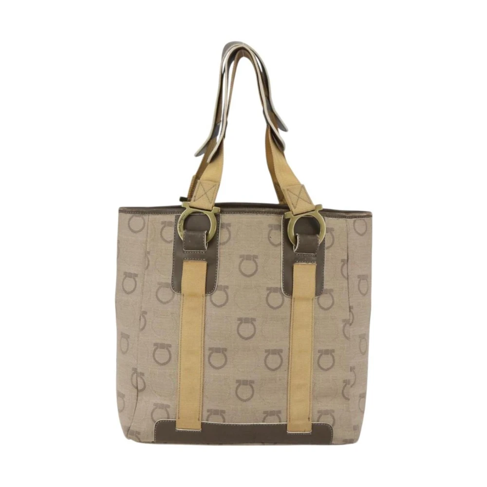 Salvatore Ferragamo Pre-Owned Women's Beige Pre-Owned Vintage Gancini Tote Bag