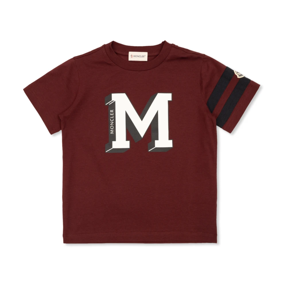 Moncler Red T-Shirt With Printed Logo - Unisex - Kids Short Sleeve T-Shirts - 4 Y - Kids