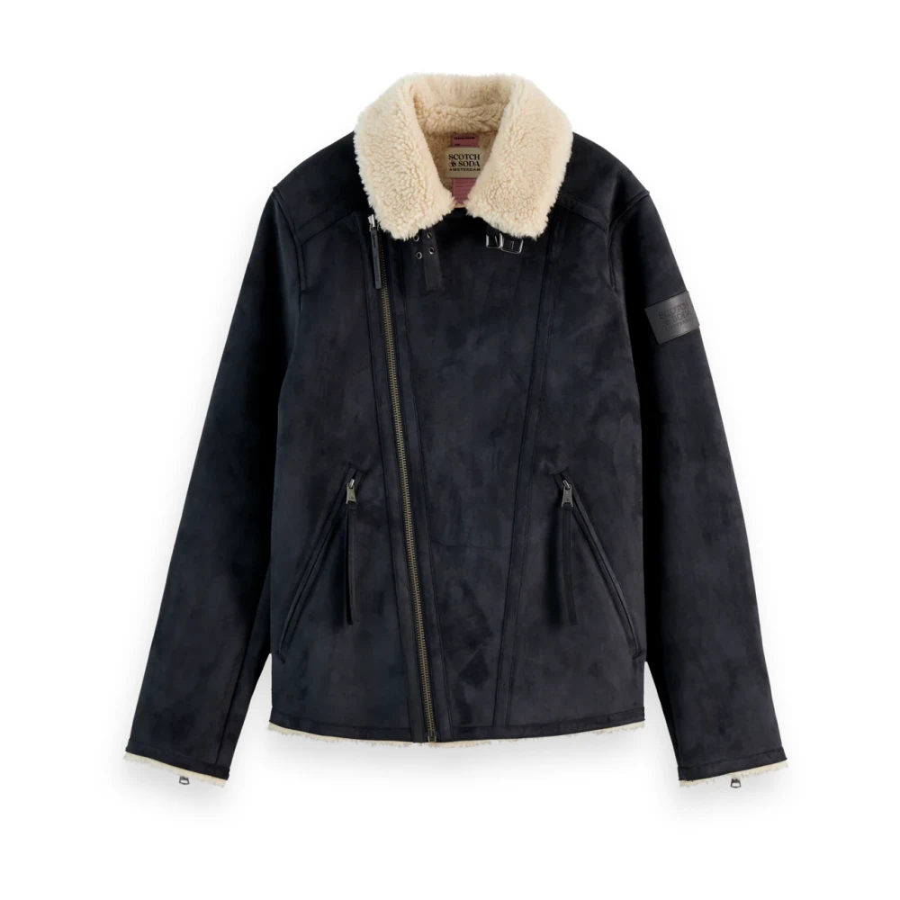 Scotch & Soda Shearling Winterjas Black Heren