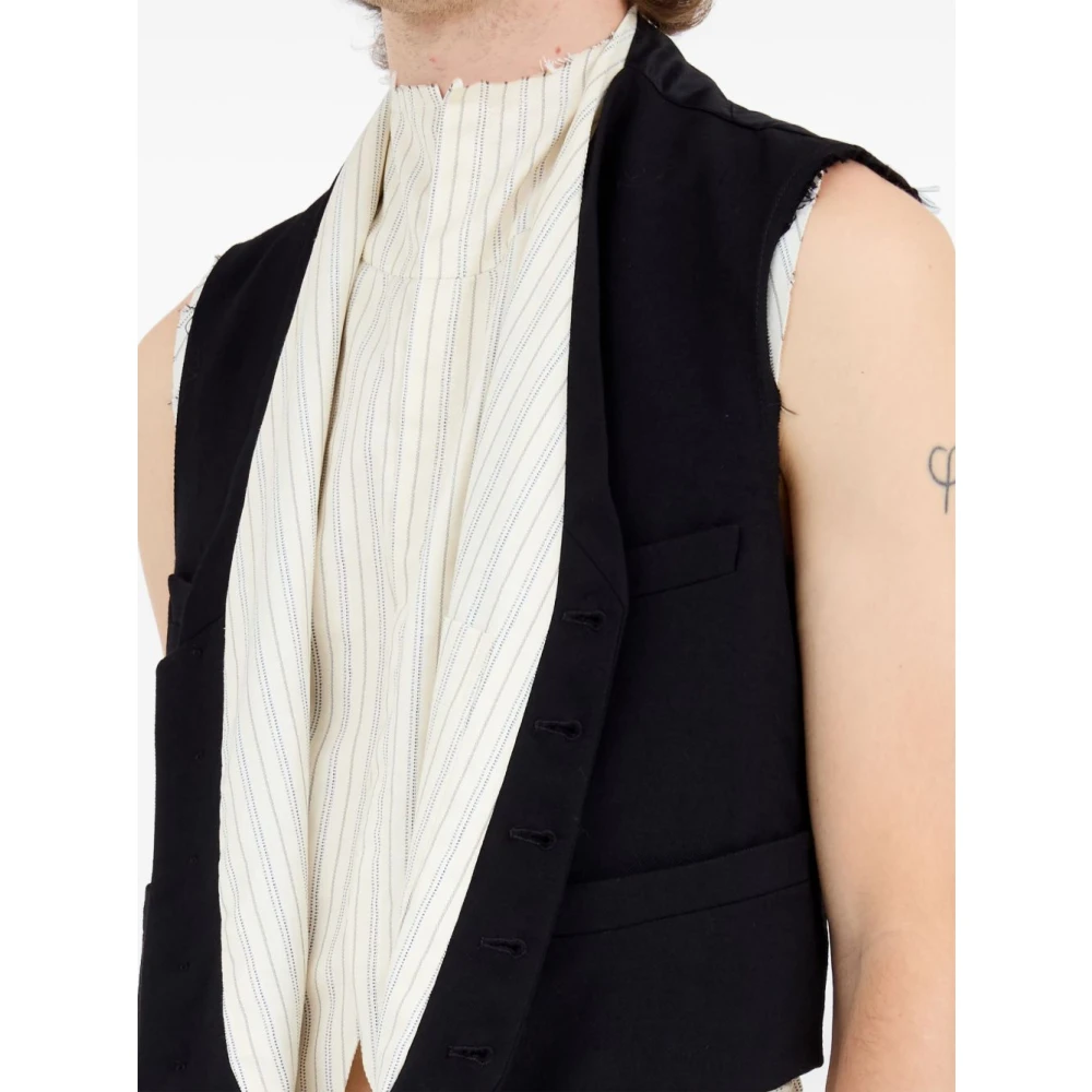 Maison Margiela Zwarte Wollen Twill Jas Black Heren