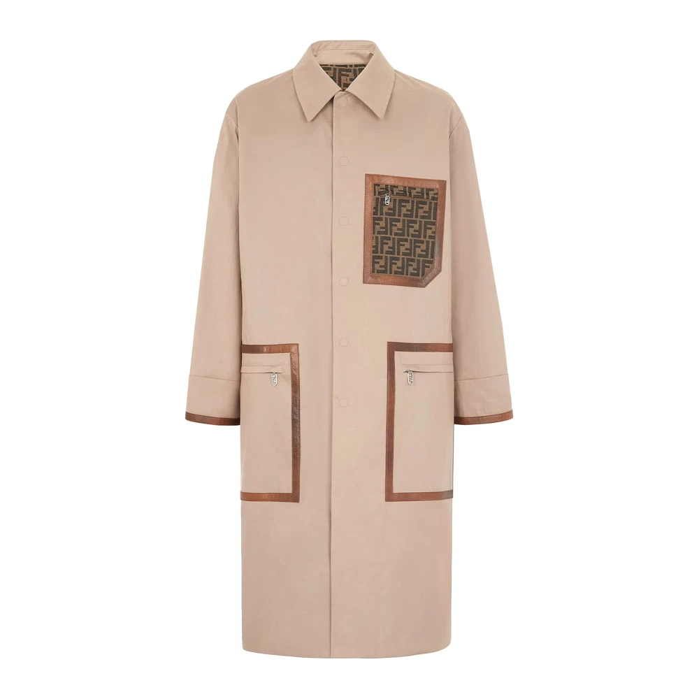 Fendi Men's Beige Single-Breasted Coats, M, Reversible Trench Coat