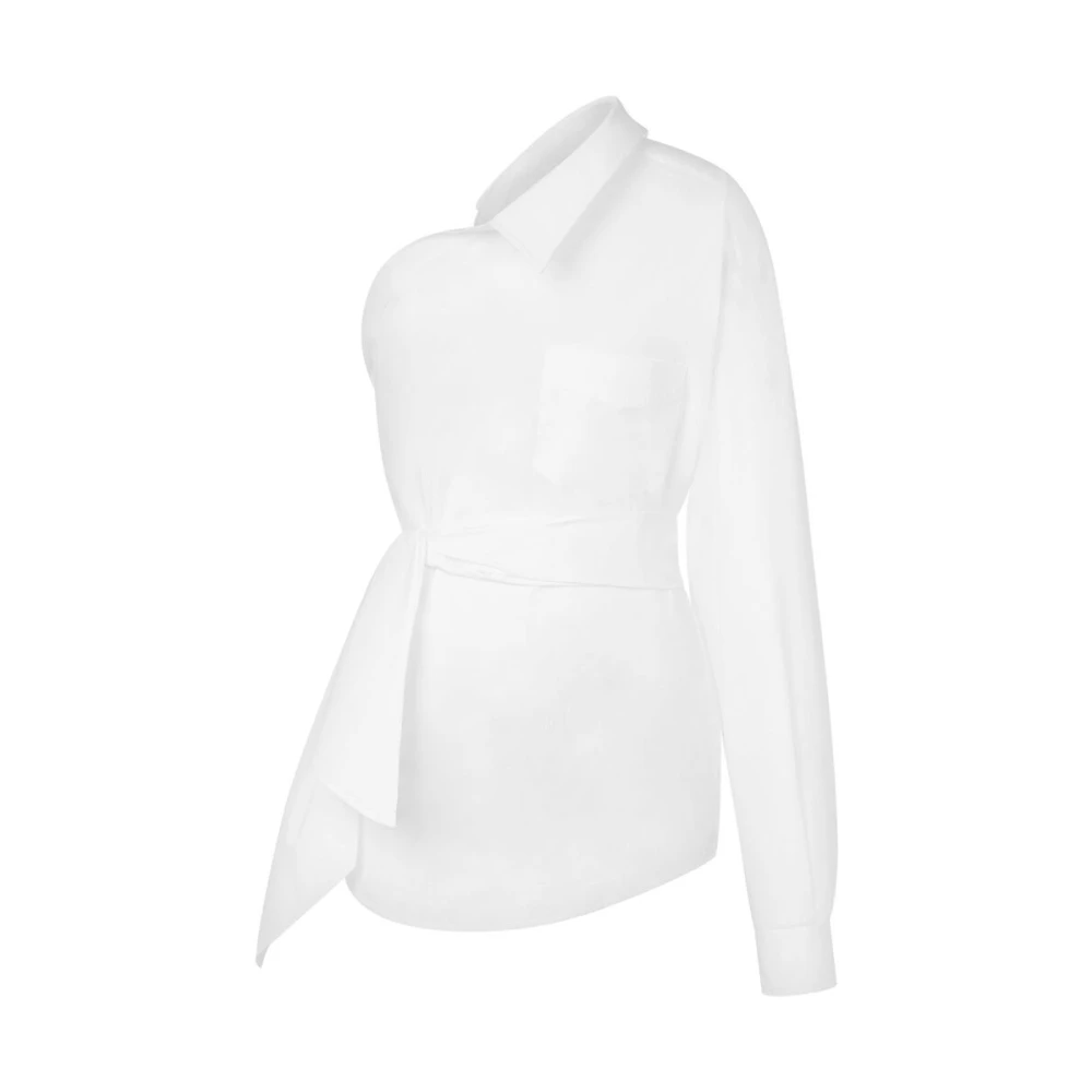 Moschino Witte Asymmetrische Blouse met Knoopsluiting White Dames