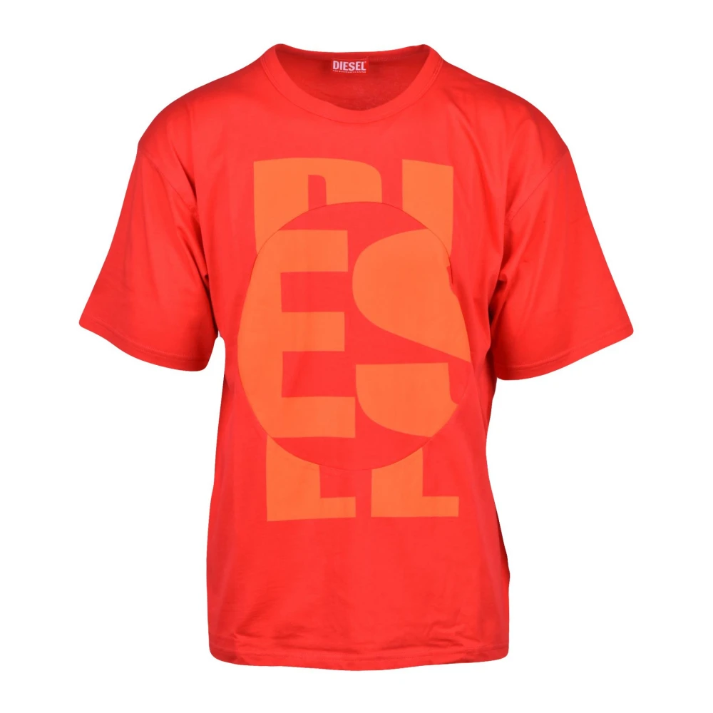 Diesel Mannelijk Rood Tops Heren, L, Katoen, T-Shirt