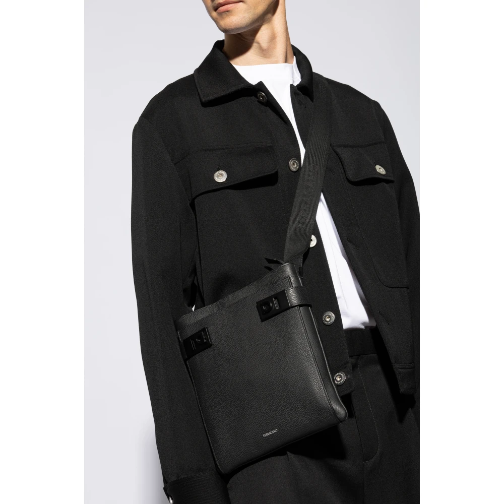 Salvatore Ferragamo Schoudertas Twins Black Heren