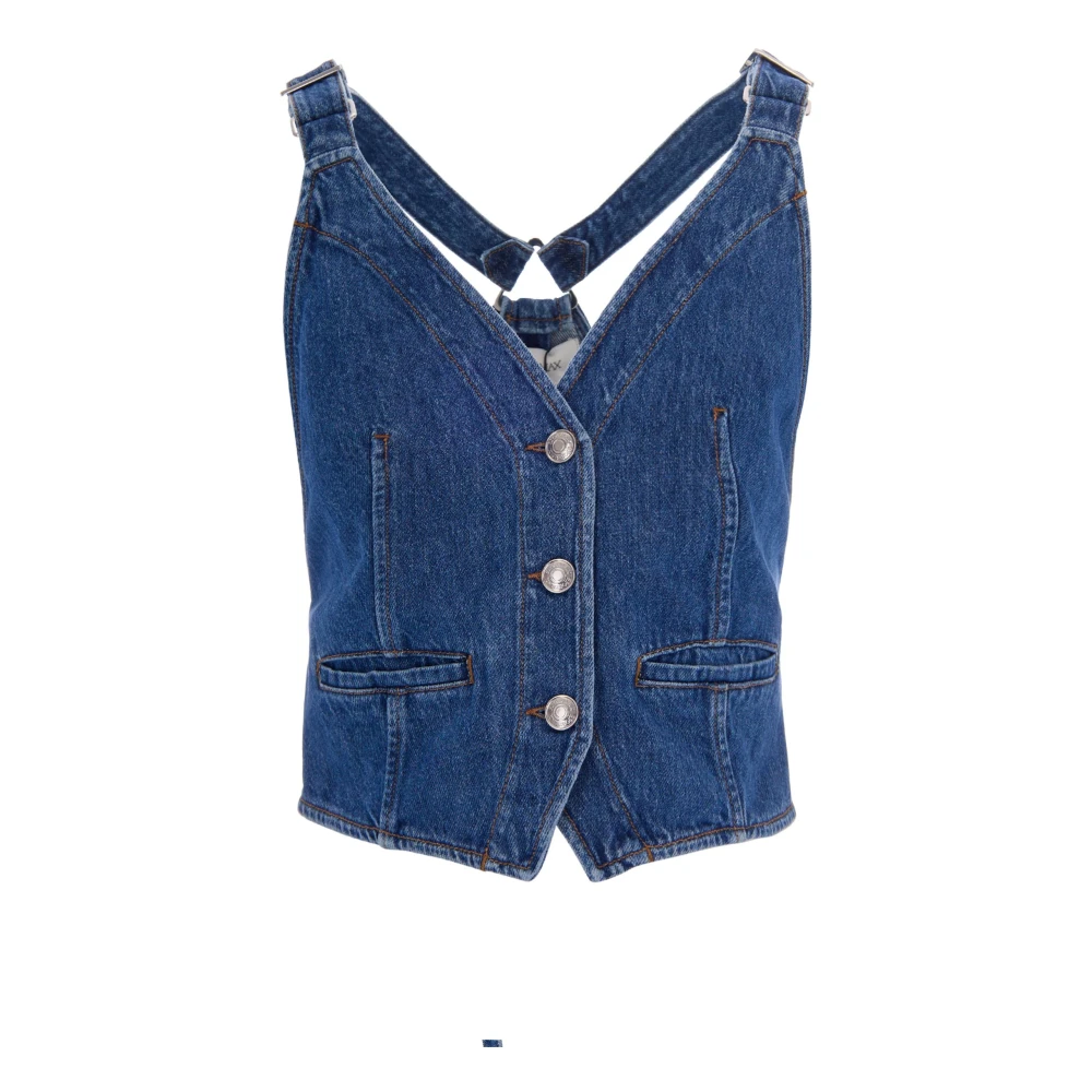 Sportmax Women's Blue Waistcoats, Xs, Slim-Fit Denim Gilet