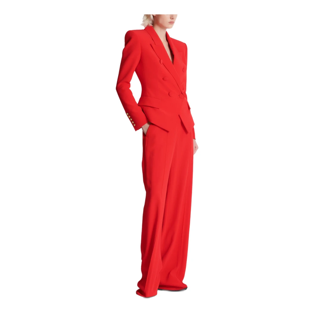 Balmain Aansluitend kreukvrij jasje met 6 knopen Red Dames