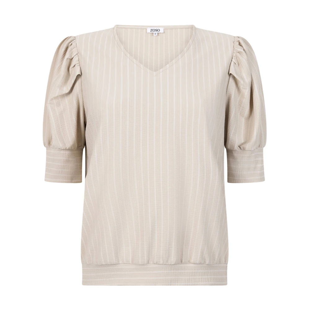 Zoso Korte Mouw Top Karen Beige Dames