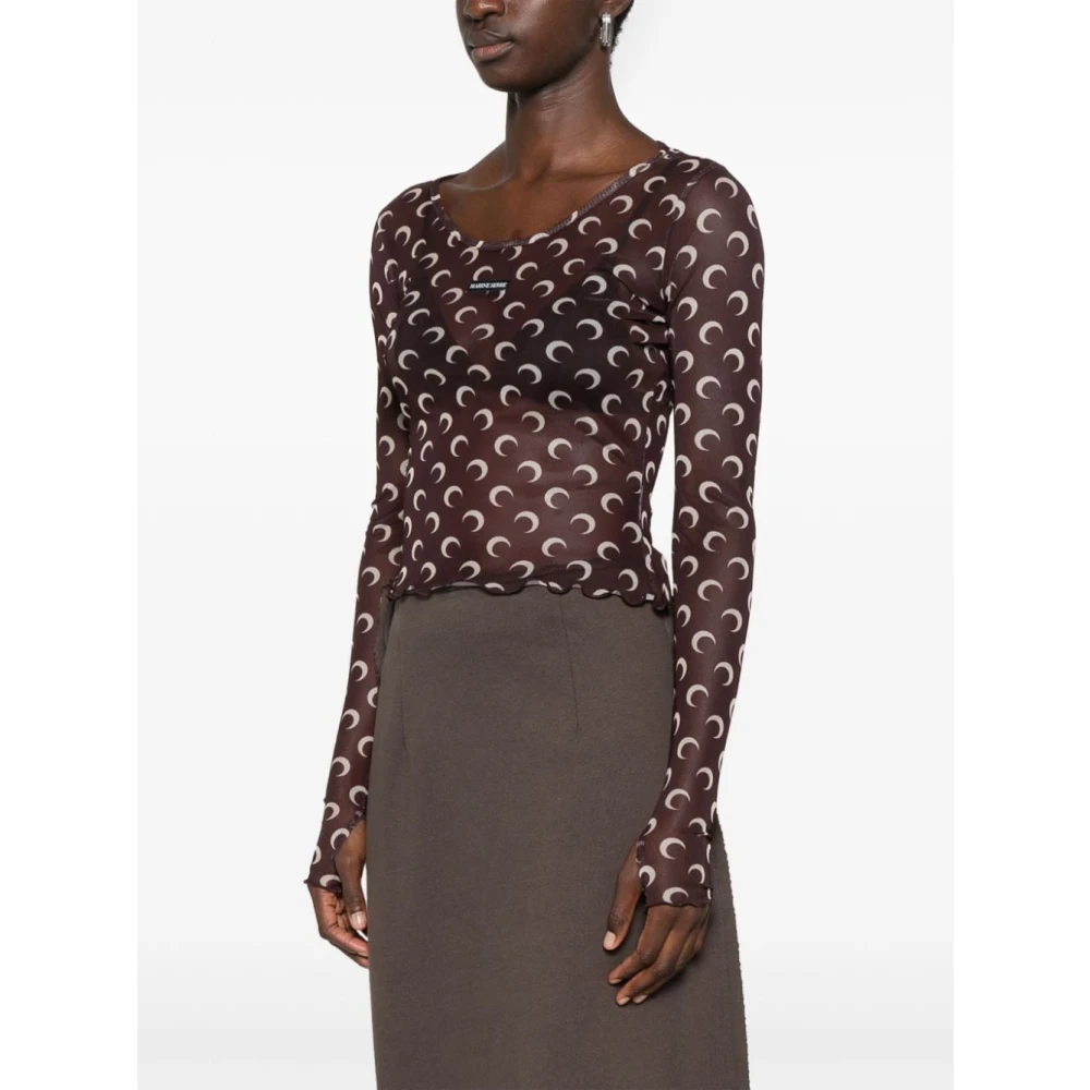 Marine Serre Bruine Top voor Vrouwen Aw24 Brown Dames