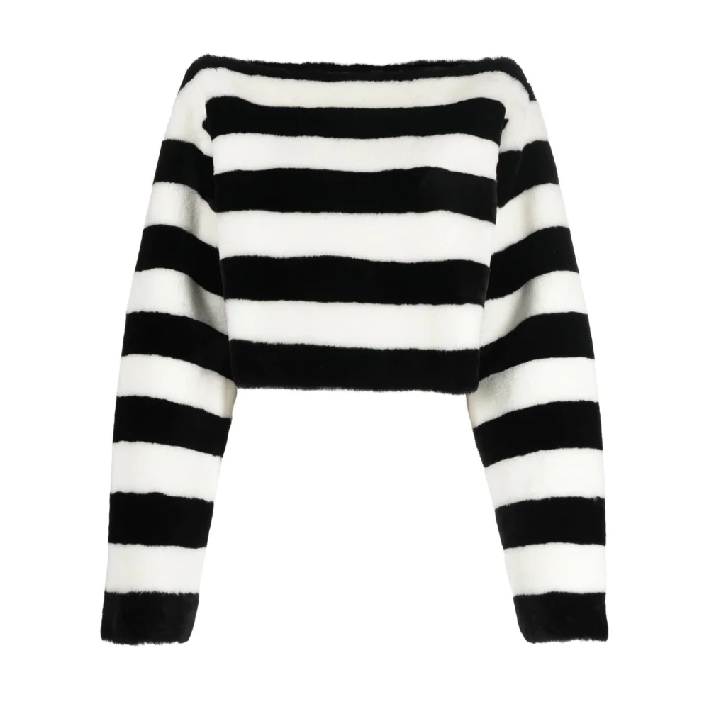 Balmain Black Off-Shoulder Top - Female - Round-Neck Knitwear - Xs - Knitwear